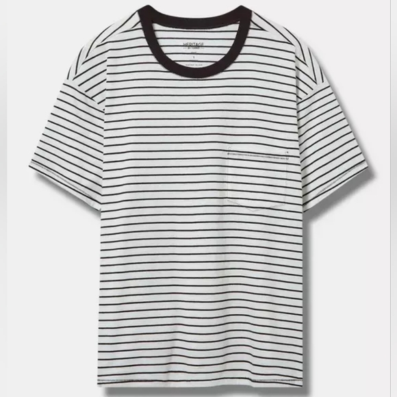 Torrid Black and White Stripe Short Sleeve Crop Tee - Picture 1 of 7